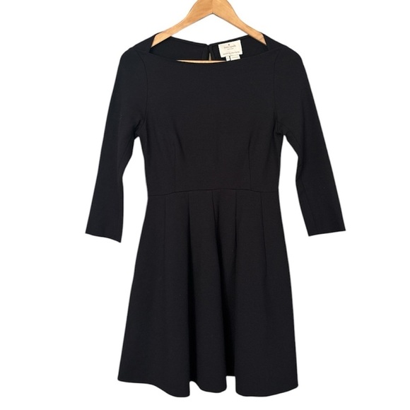 Kate Spade Size 2 Boat Neck Ponte Dress Womens Fit Flare Side Pockets, Black - Picture 2 of 9